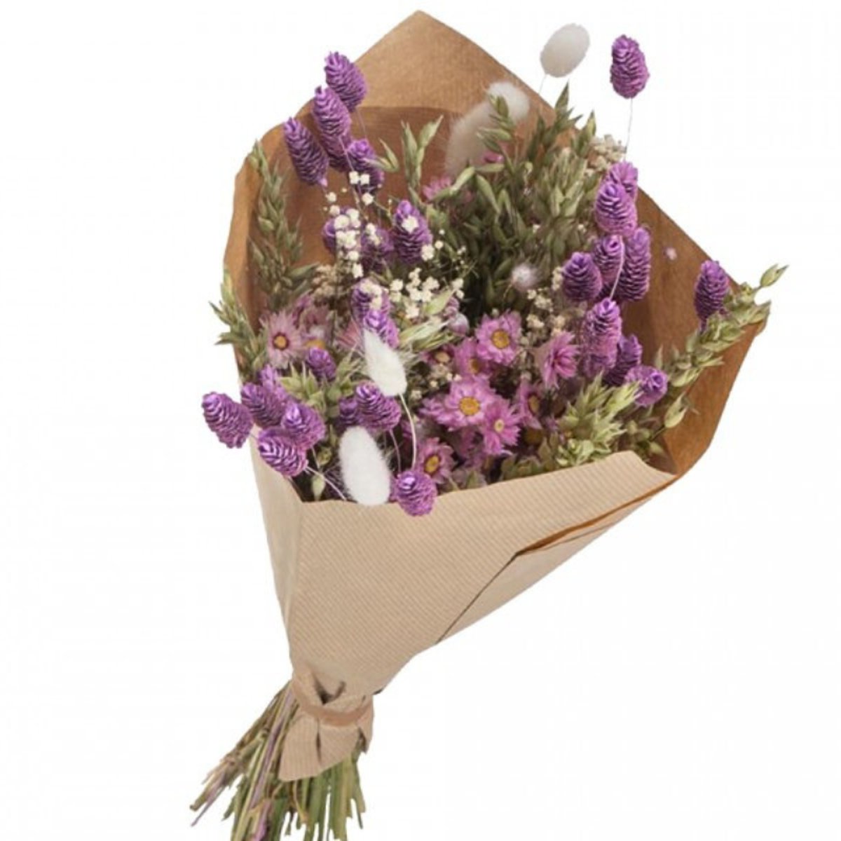 Bouquet de fleurs séchées mariage Mix Naturel Lilas 50 cm couleur unique, NATURALYS