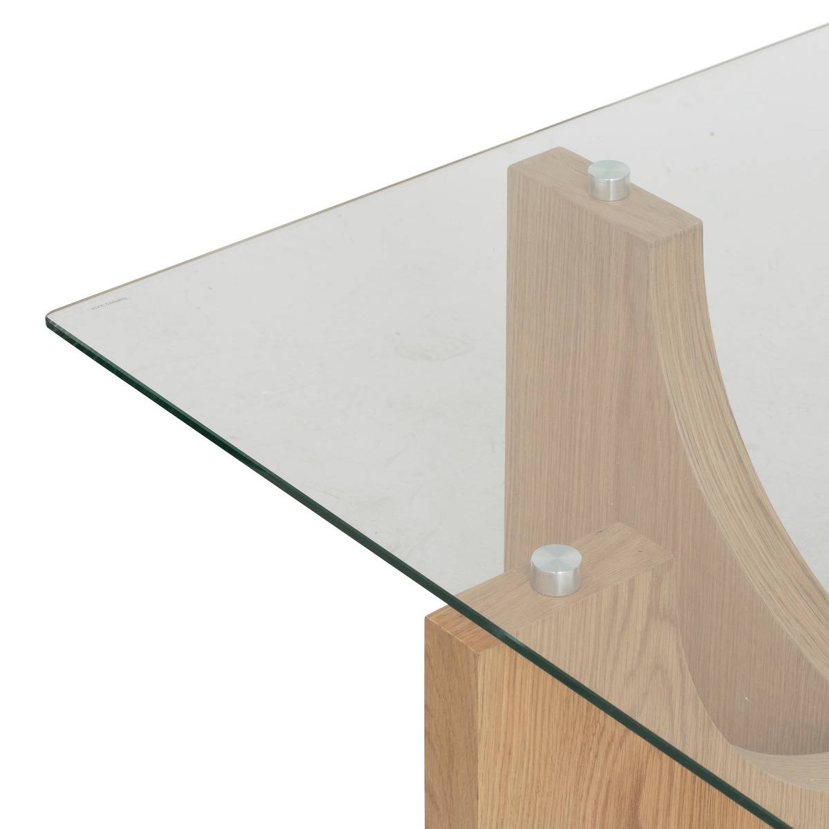 Table basse carrée en bois et verre ETINI miel, ATMOSPHERA