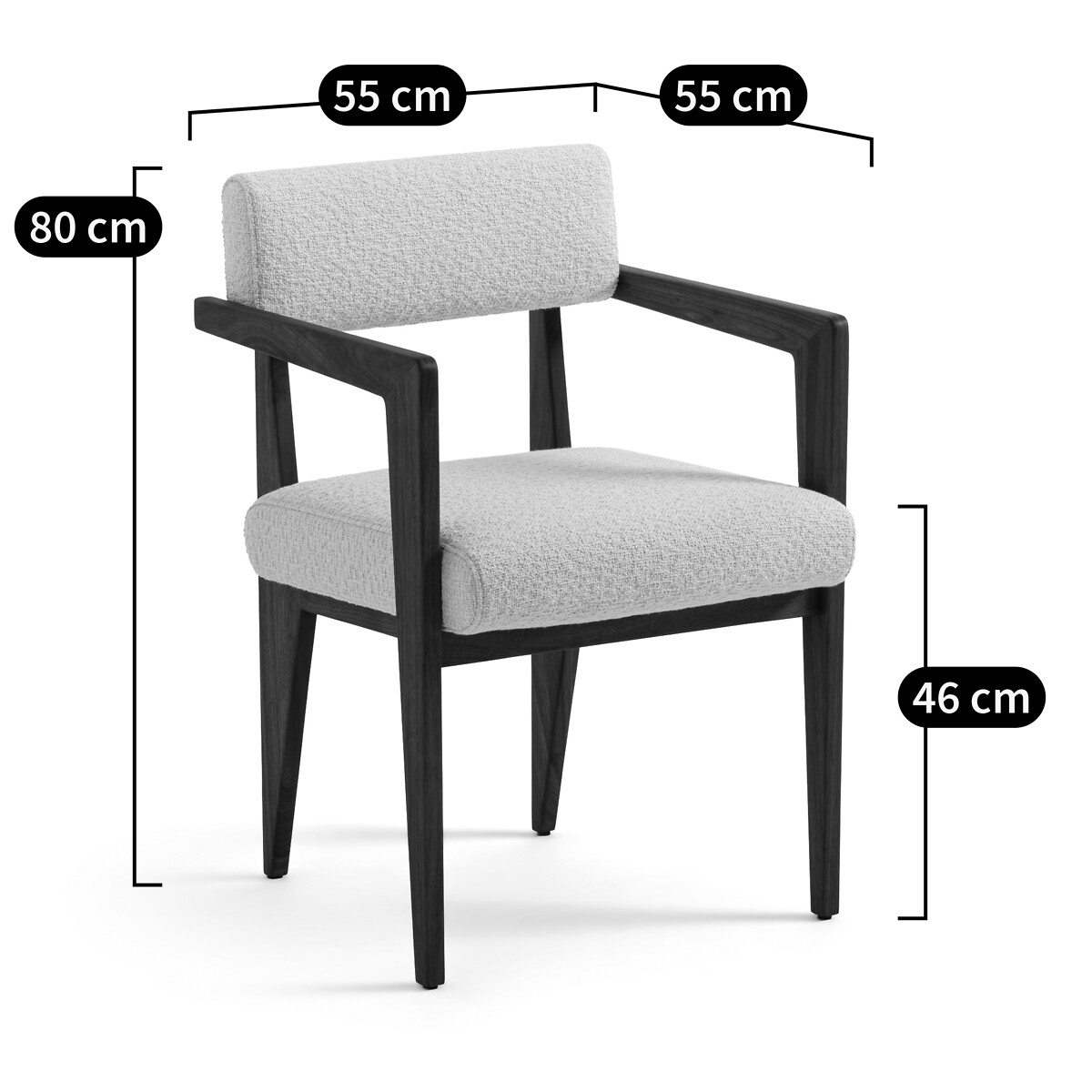 Fauteuil de table noyer et bouclette, Izag ecru, AM.PM