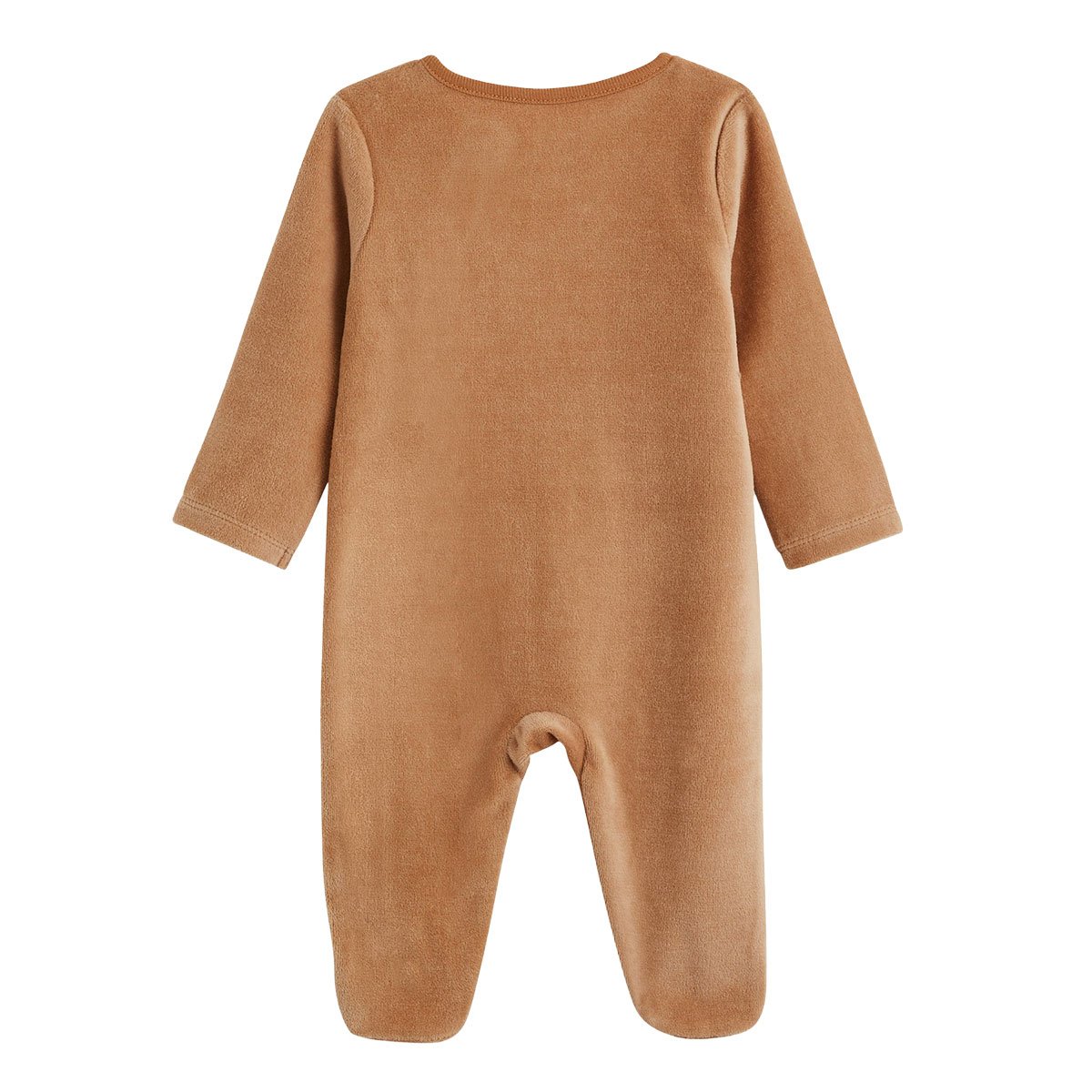 Lot de 2 pyjamas bébé en velours ouverture zippée Caramel marron, PETIT BEGUIN