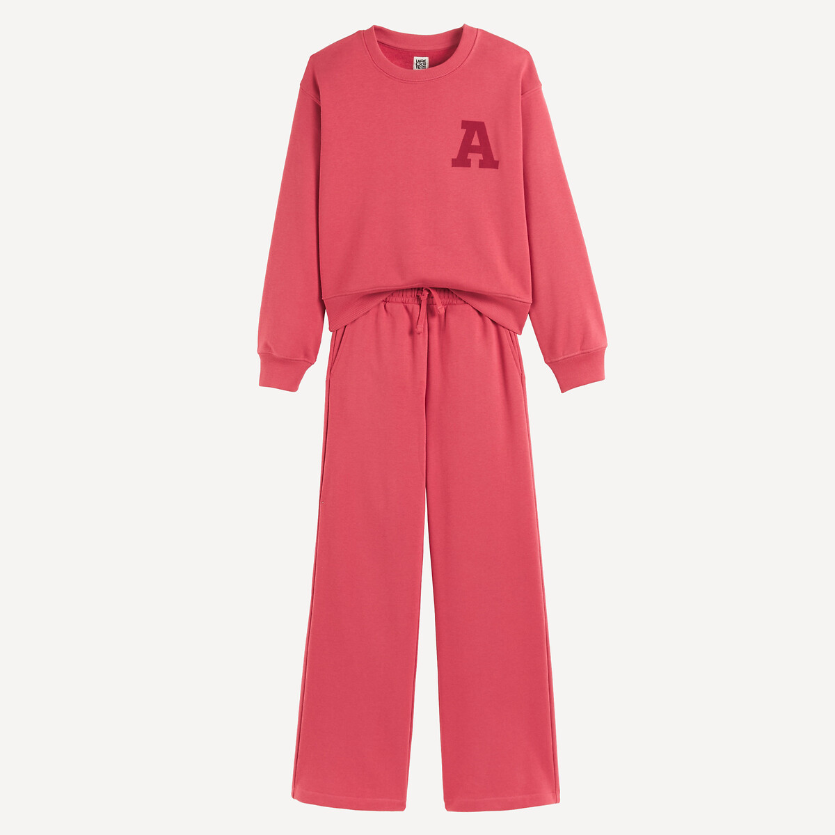 Ensemble 2 pièces, en molleton, avec sweat col rond et pantalon de jogging rose, LA REDOUTE COLLECTIONS