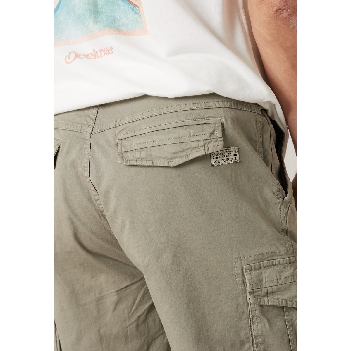 Bermuda cargo homme en coton stretch BASIMI light khaki, DEELUXE
