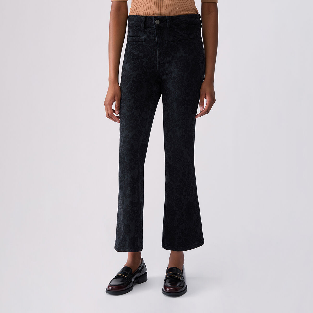 Jean bootcut avec détail laser denim noir, LIU JO