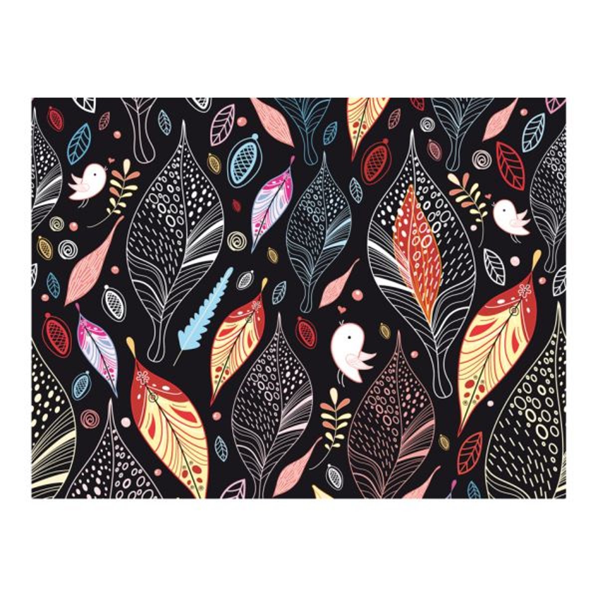 Papier peint intissé panoramique Paysage Feuilles d'automne sur fond noir multicouleur, EDEN