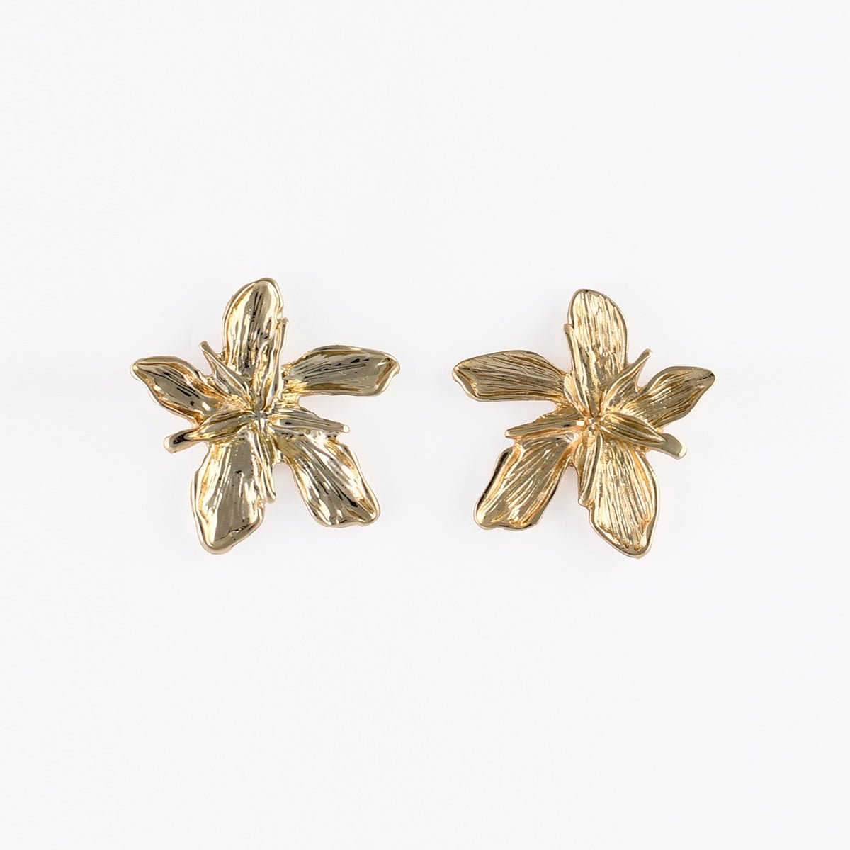 Boucles d'oreilles fleurs texturées dorées doré, BALABOOSTE