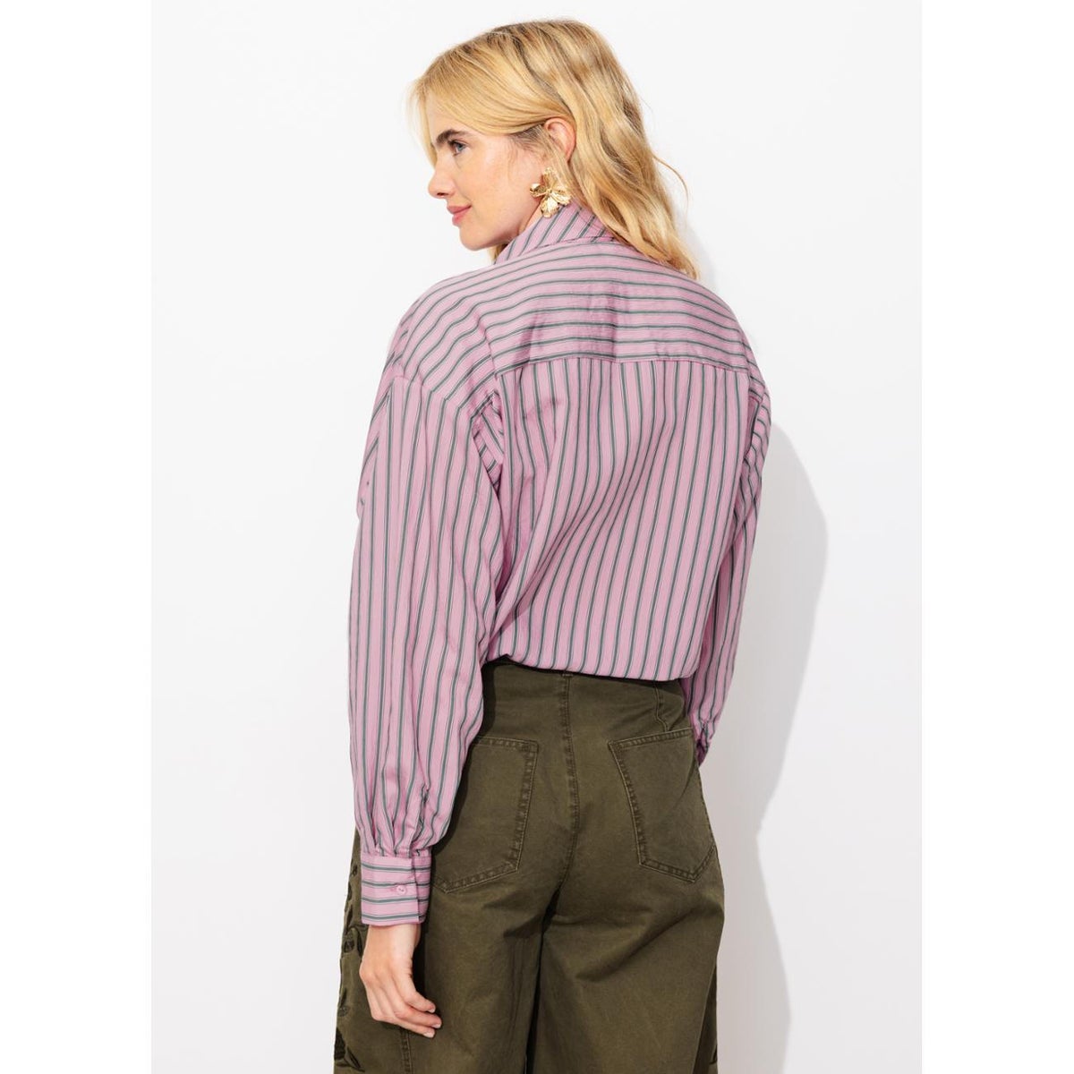 Chemise rayée à noeud rayé rose, PROMOD
