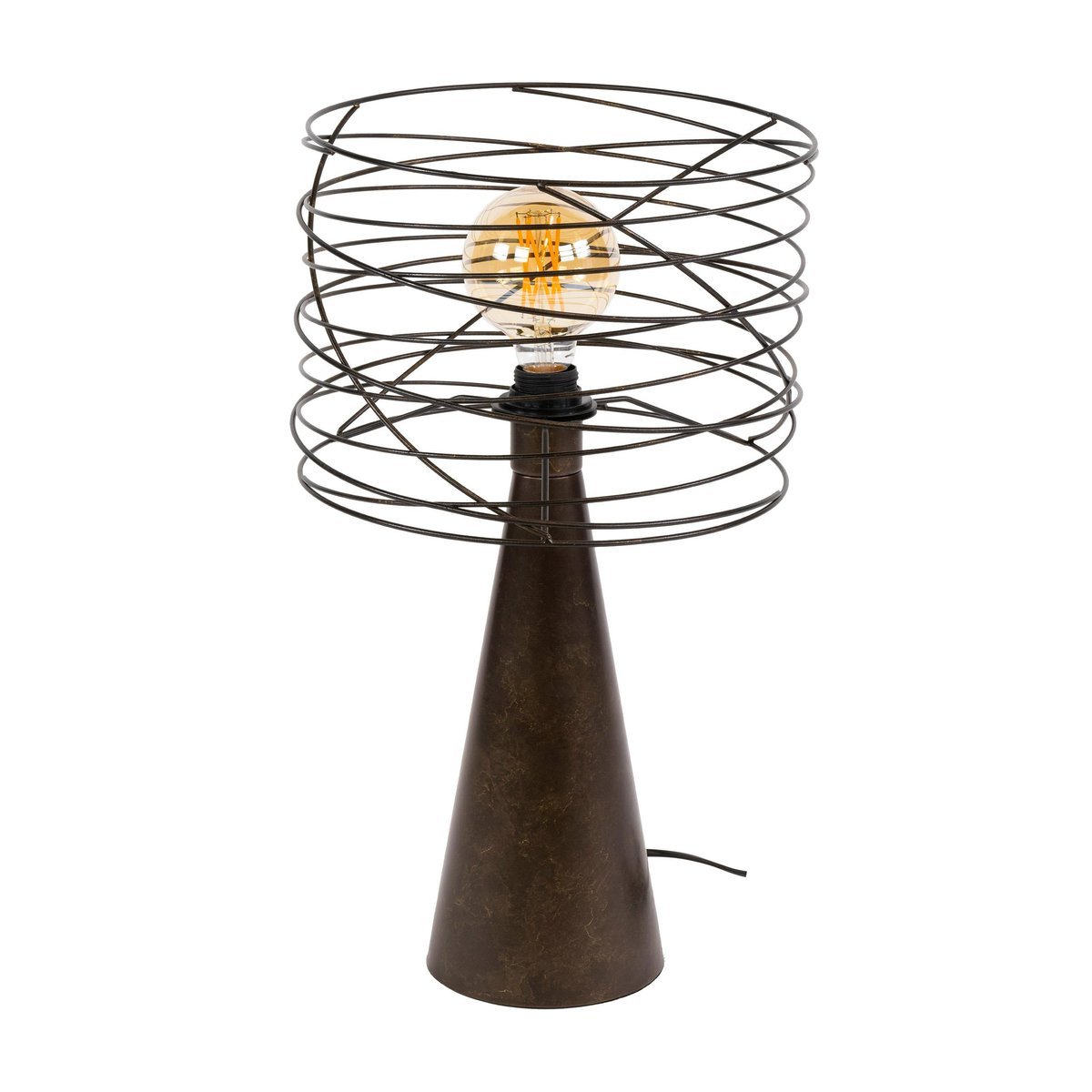 Lampe de salon en métal, abat-jour fil RALF brun, PIER IMPORT