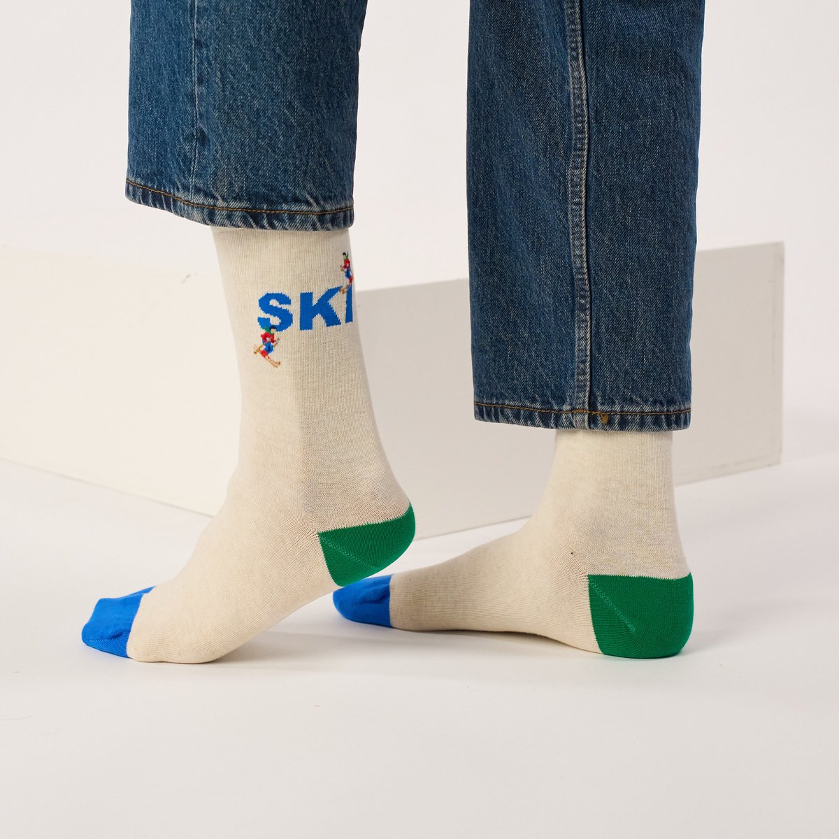 Chaussettes en coton peigné A MOTIFS ecru, BILLYBELT