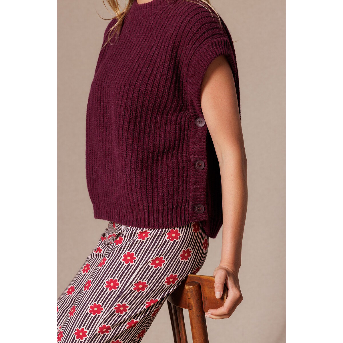 Leggings flare con estampado de flores, LUSO grosella, APACHES COLLECTIONS