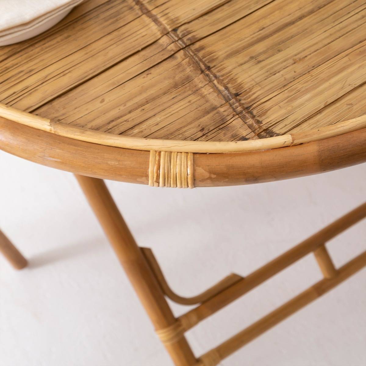 Table en bambou ronde SOLINE bois clair, MADE IN MEUBLES