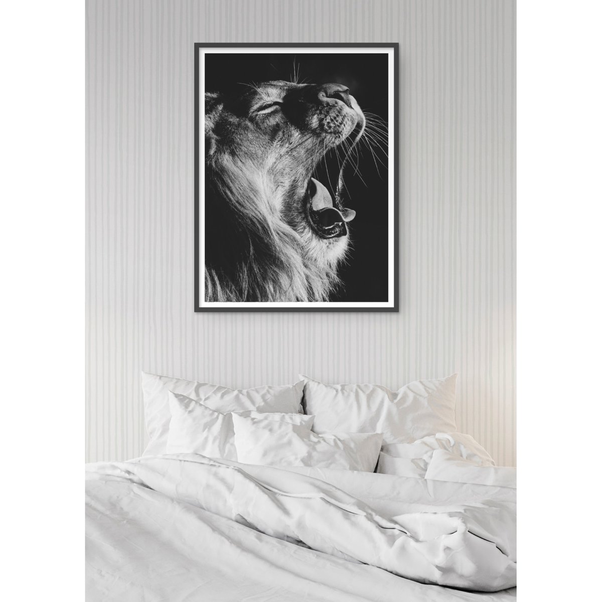 Poster Lion noir et blanc 2 blanc, L'AFFICHERIE