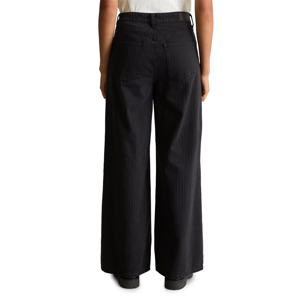 Jean à fines rayures, modèle Anjo wide en coton bio extensible gris, MARC O’POLO DENIM