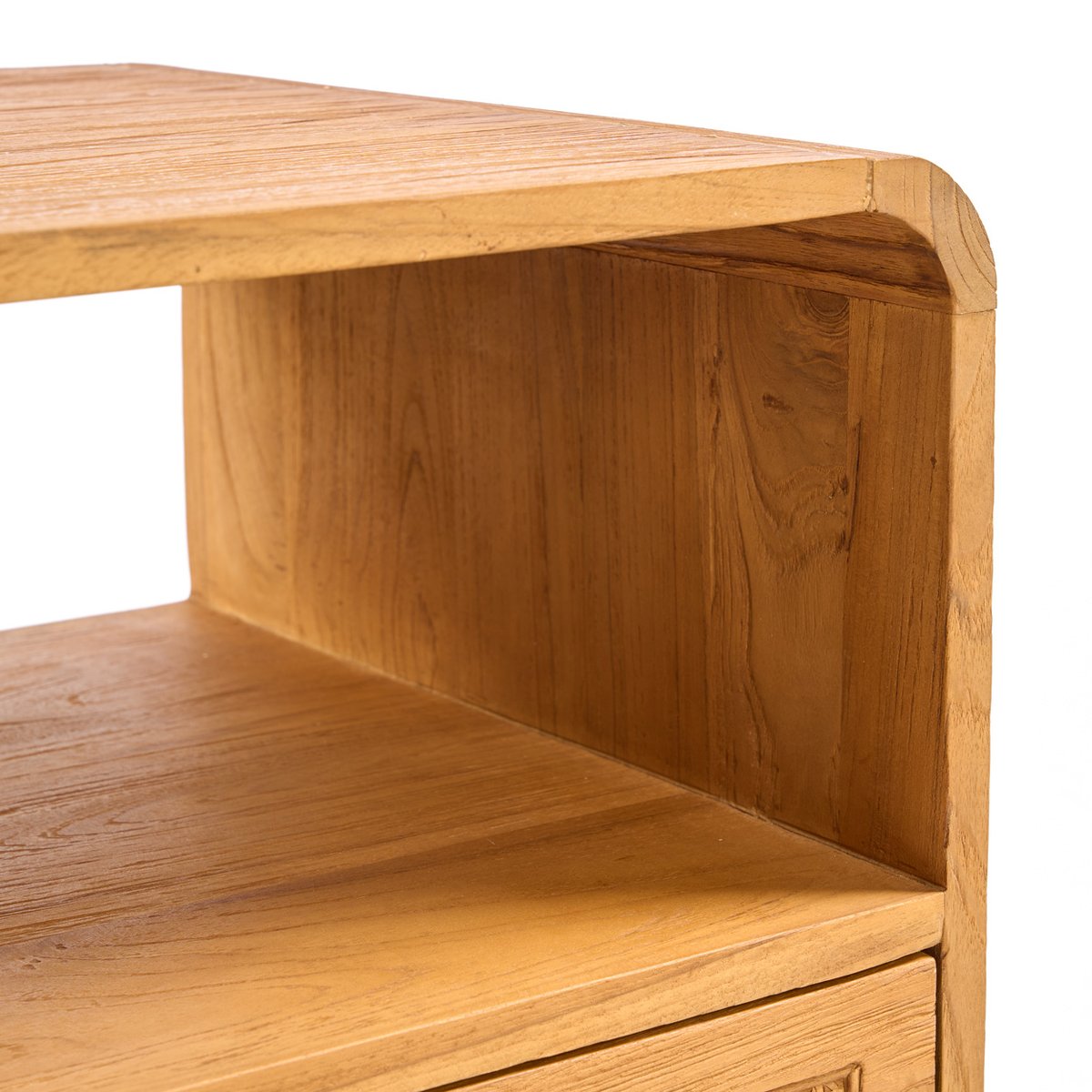 Table de chevet en teck et rotin BREEZE beige, BAZAR BIZAR
