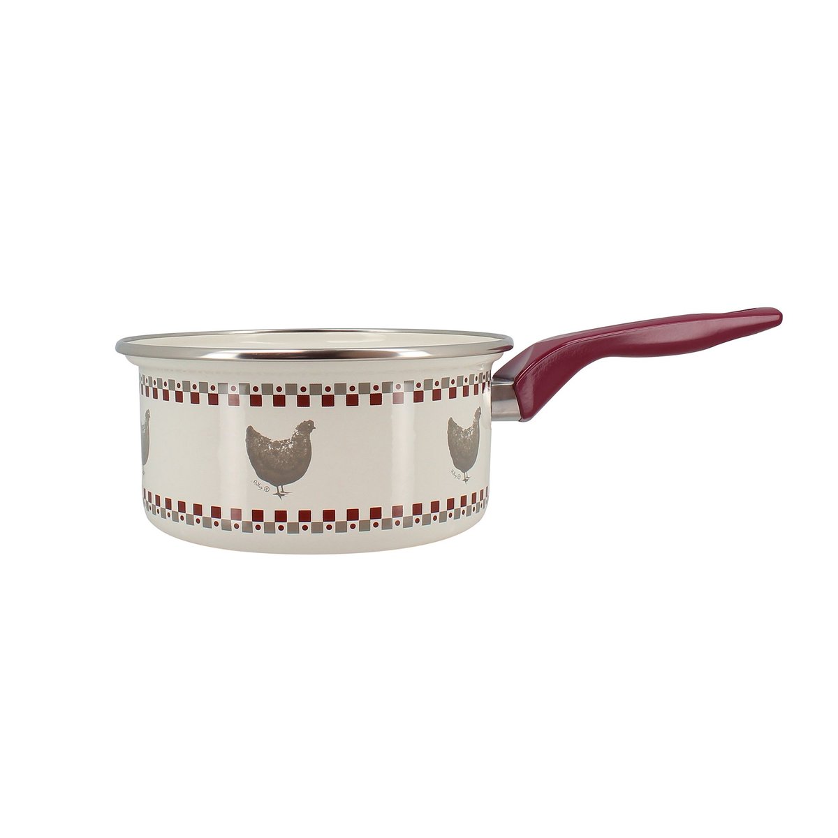 Casserole en acier émaillé, GALLINA beige et rouge, MENASTYL