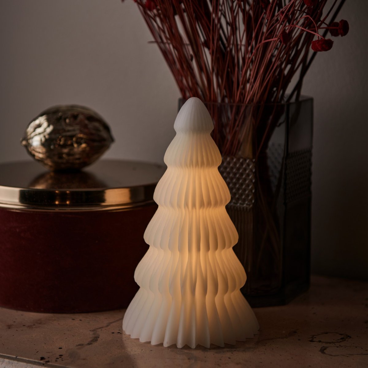 Sapin LED Claire 19cm blanc, SIRIUS
