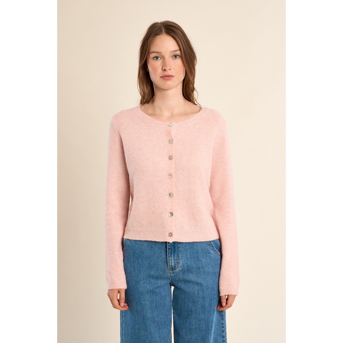 Cardigan en maille, boutonné rose, MOLLY BRACKEN