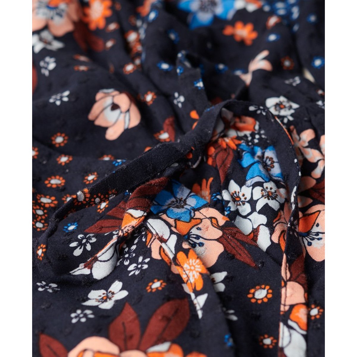 Robe courte portefeuille imprimée bleu marine à fleurs doris, SUPERDRY