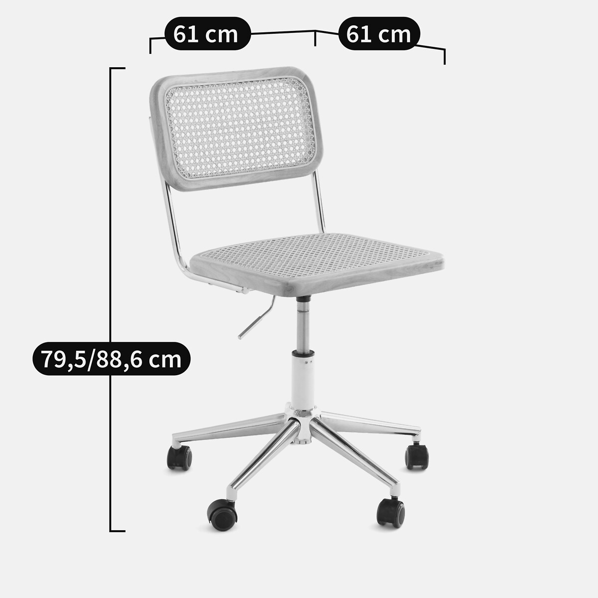 Chaise de bureau cannage à roulettes, Cedak naturel, LA REDOUTE INTERIEURS