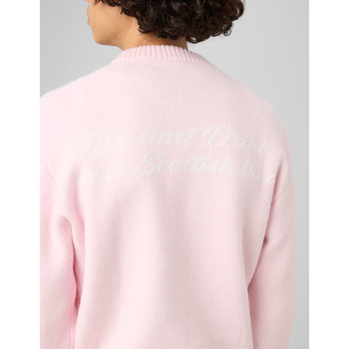 Pull jacquard dos rose pâle, BZB
