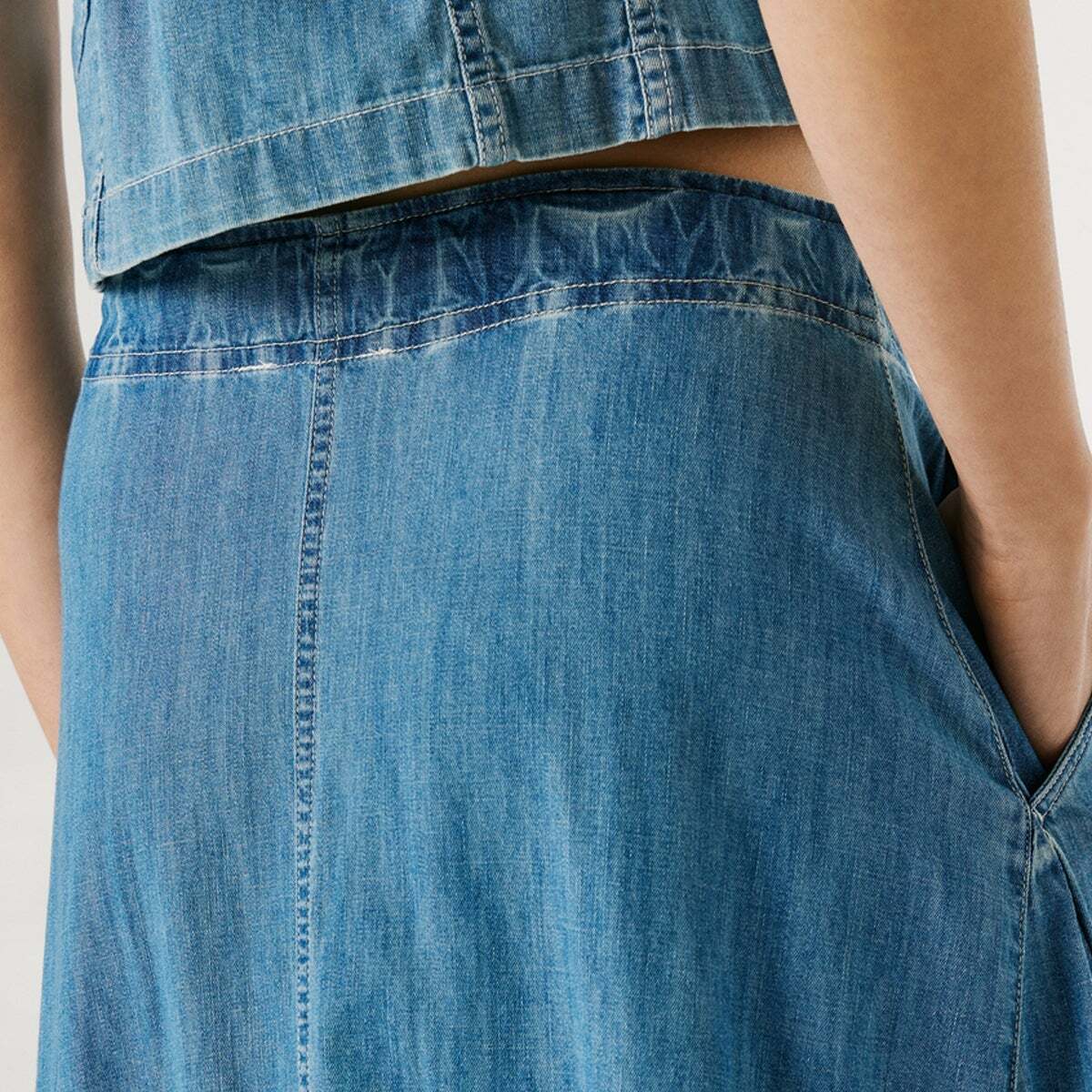 Jupe Longue Coupe Regular En Denim 7oz indigo lightweight denim, PEPE JEANS