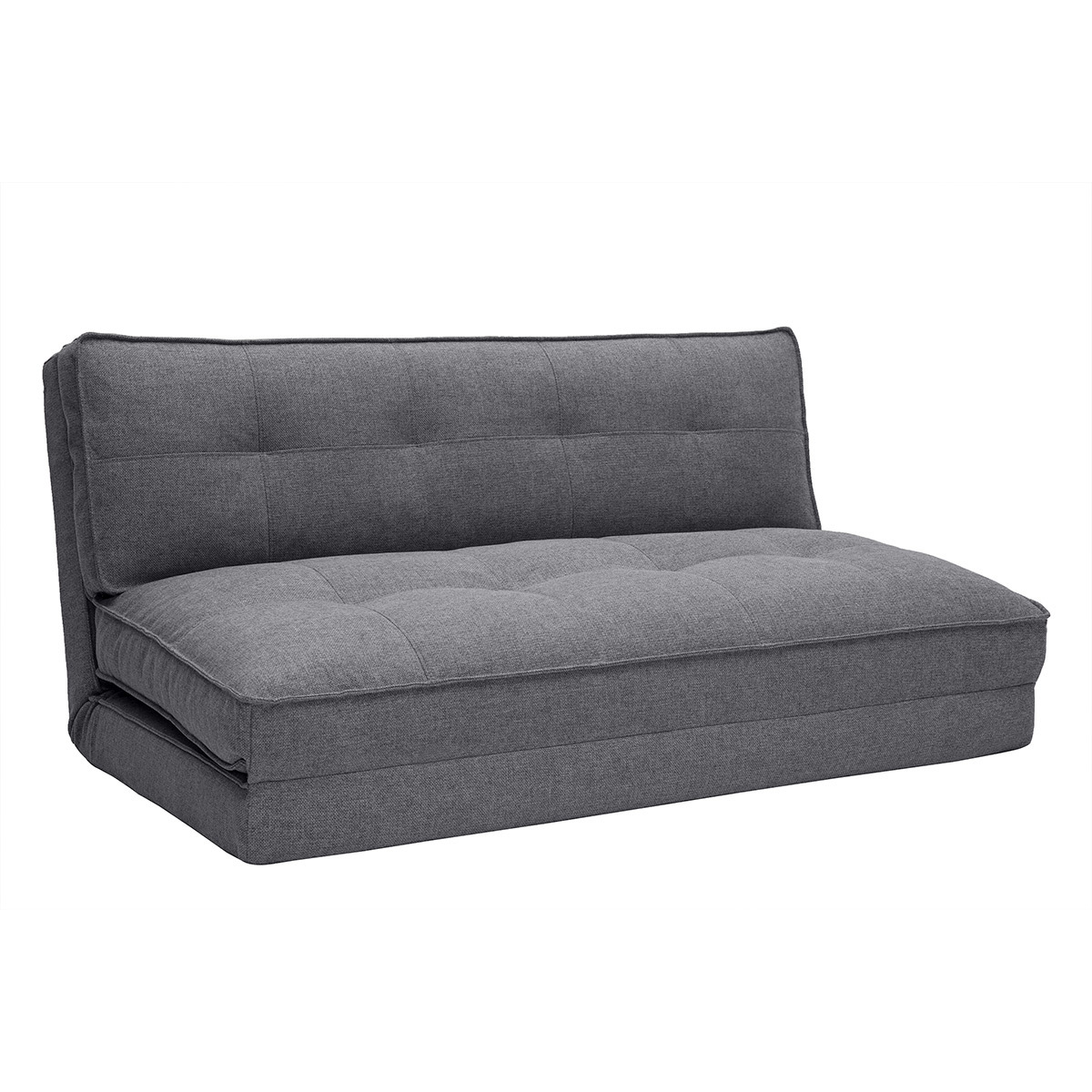 Chauffeuse 2 places convertible en tissu vert de gris SALLY gris foncé, MILIBOO