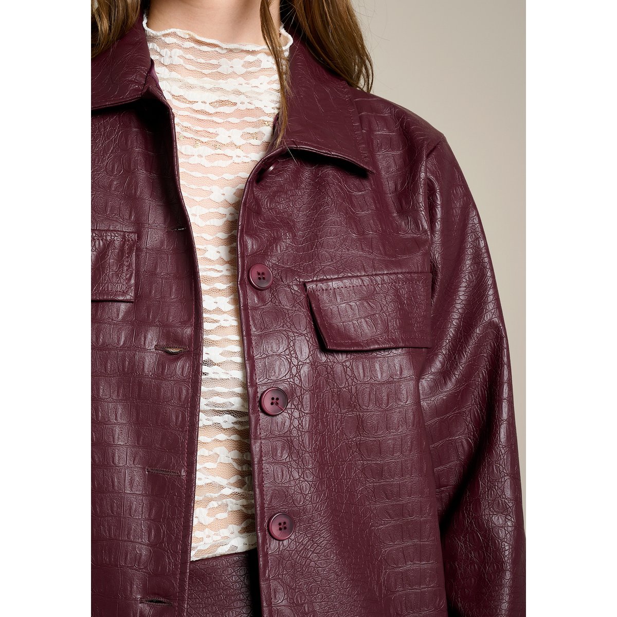 Veste effet serpent bordeaux wine, LOLALIZA