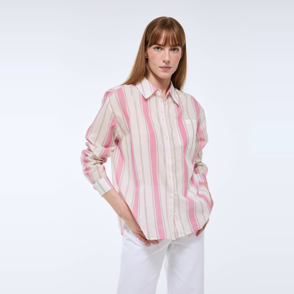 Chemise manches longues rayée en coton BIO GOTS azalee, MONOPRIX