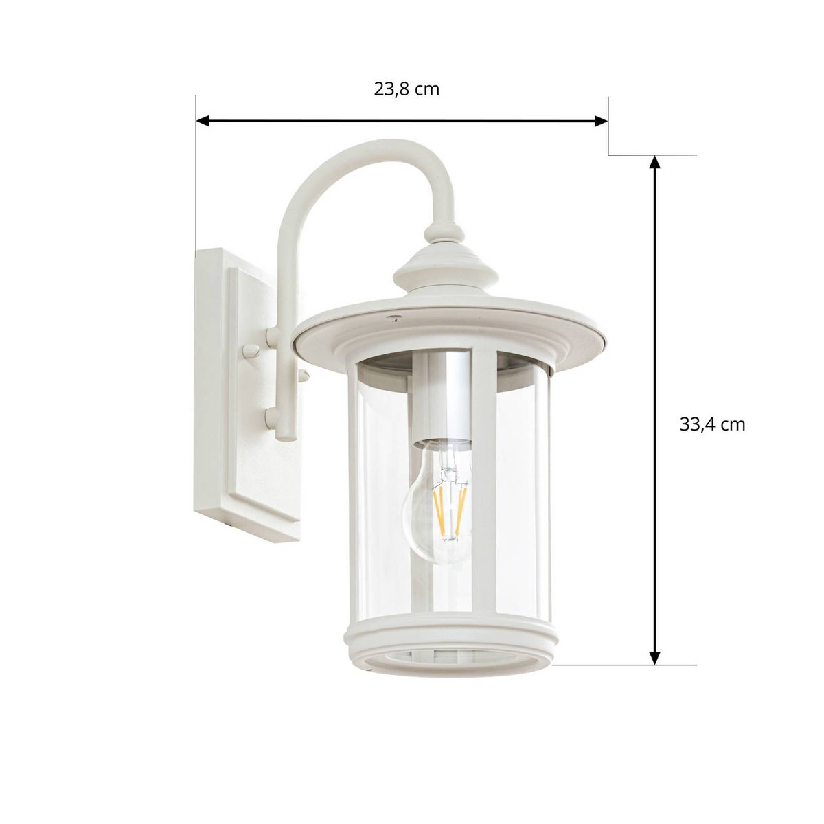 Applique extérieure en aluminium antique blanc, transparent, LINDBY