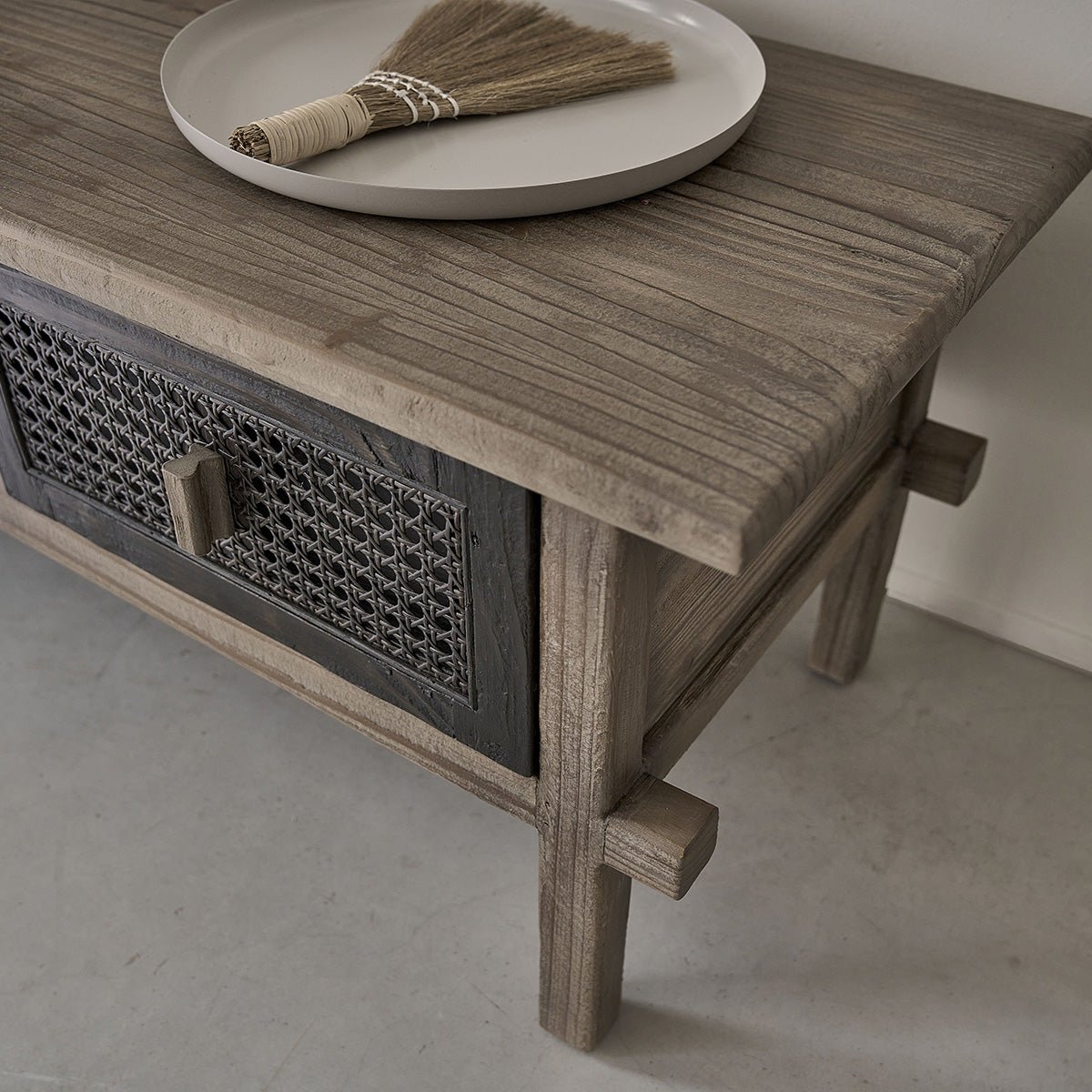 Meuble TV en bois recyclé massif 145 cm JUNKO gris, BERAH GETAH