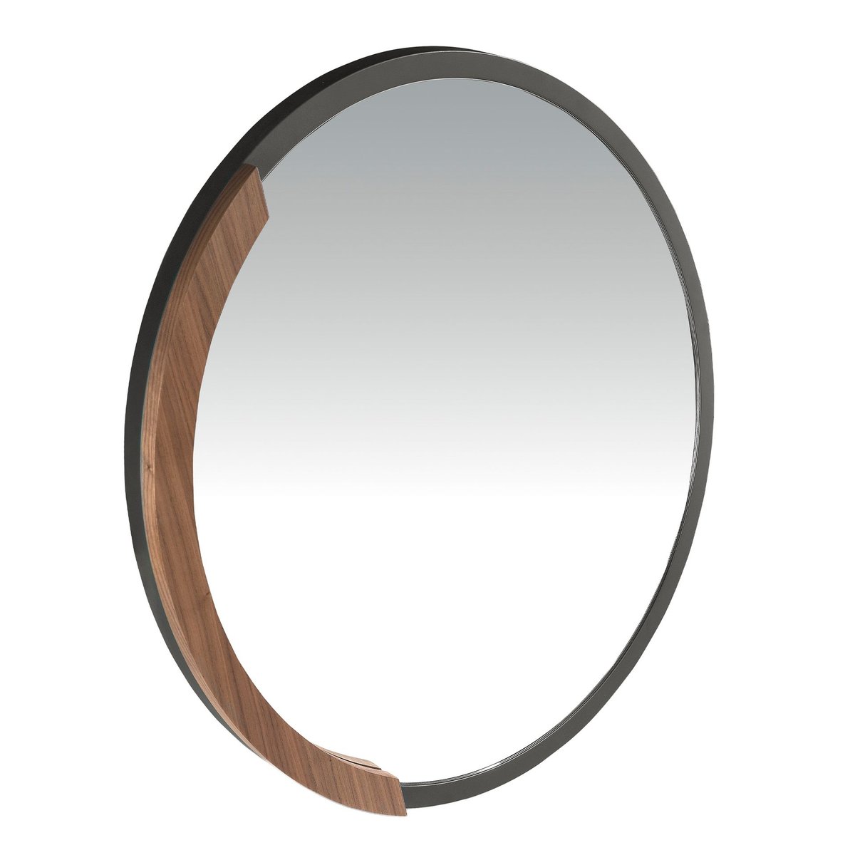 Miroir mural rond bois noyer | noir, ANGEL CERDA