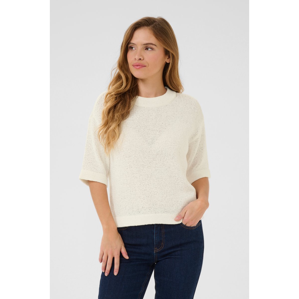 Pullover tricoté blanc, KAFFE
