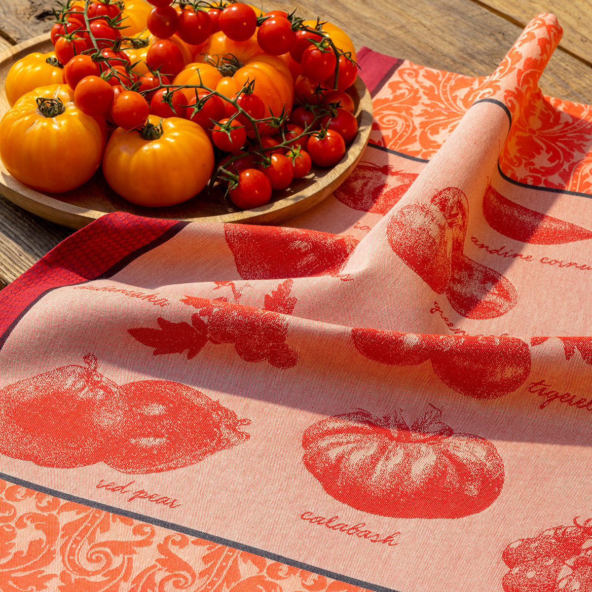 Torchon en Coton, TOMATES rouge, LE JACQUARD FRANCAIS