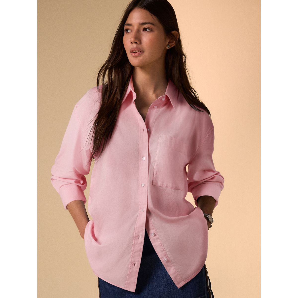 Chemise à manches longues en coton rose, NEXT