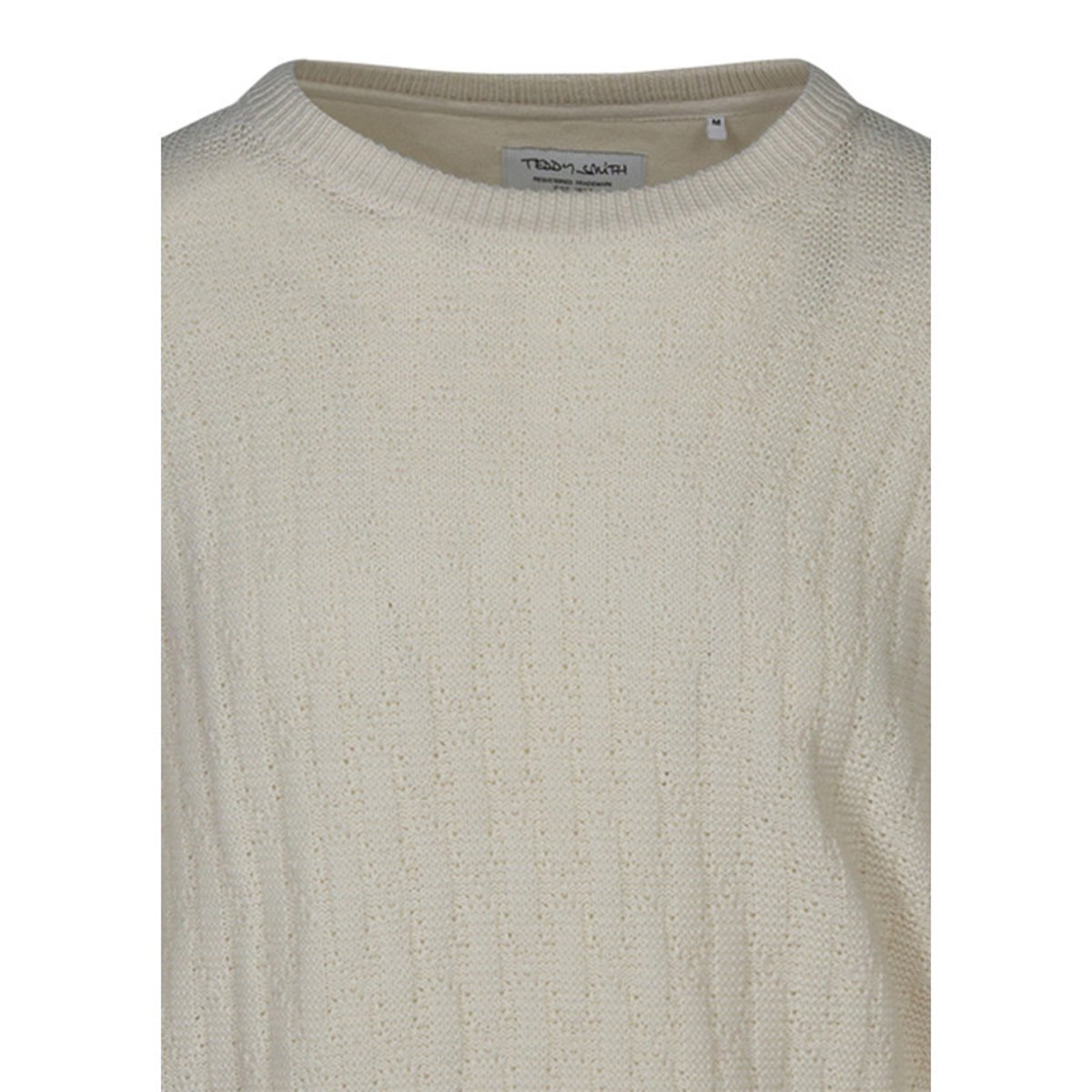Pull écru à coupe droite pourvu d'un col rond et de manches longues écru, TEDDY SMITH