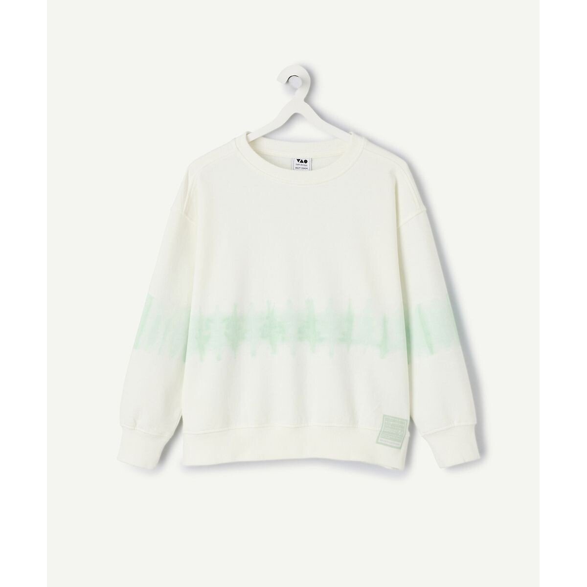Sweat col rond en molleton blanc/vert, TAPE A L'OEIL