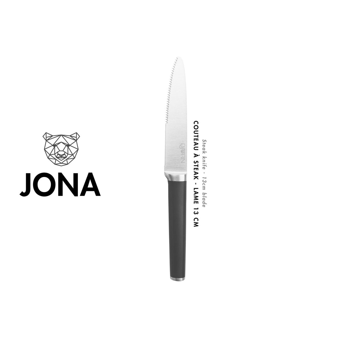 Lot de 6 couteaux à steak en inox, NUDE inox mat et noir mat, BJORN