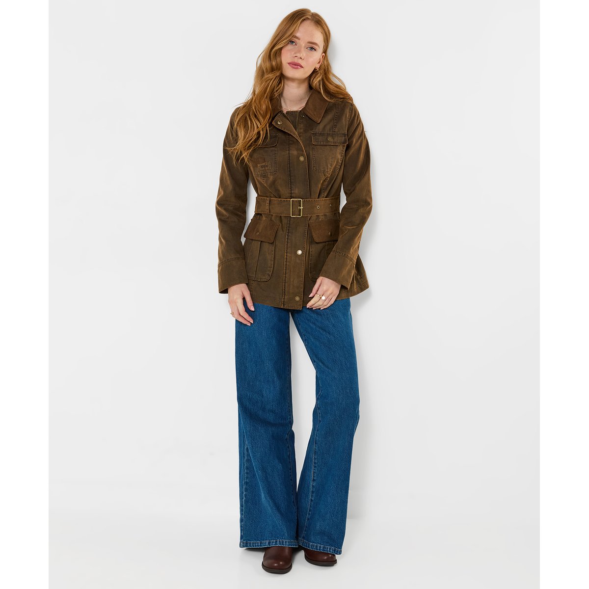 Remarquable Veste Cirée Ceinturée marron, JOE BROWNS
