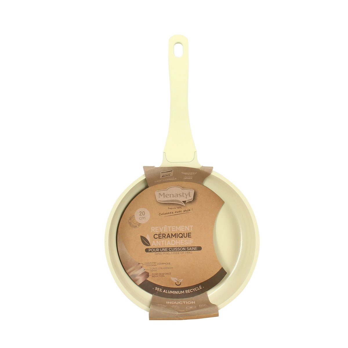 Poêle 20cm en fonte d'aluminium, PURE crème, MENASTYL
