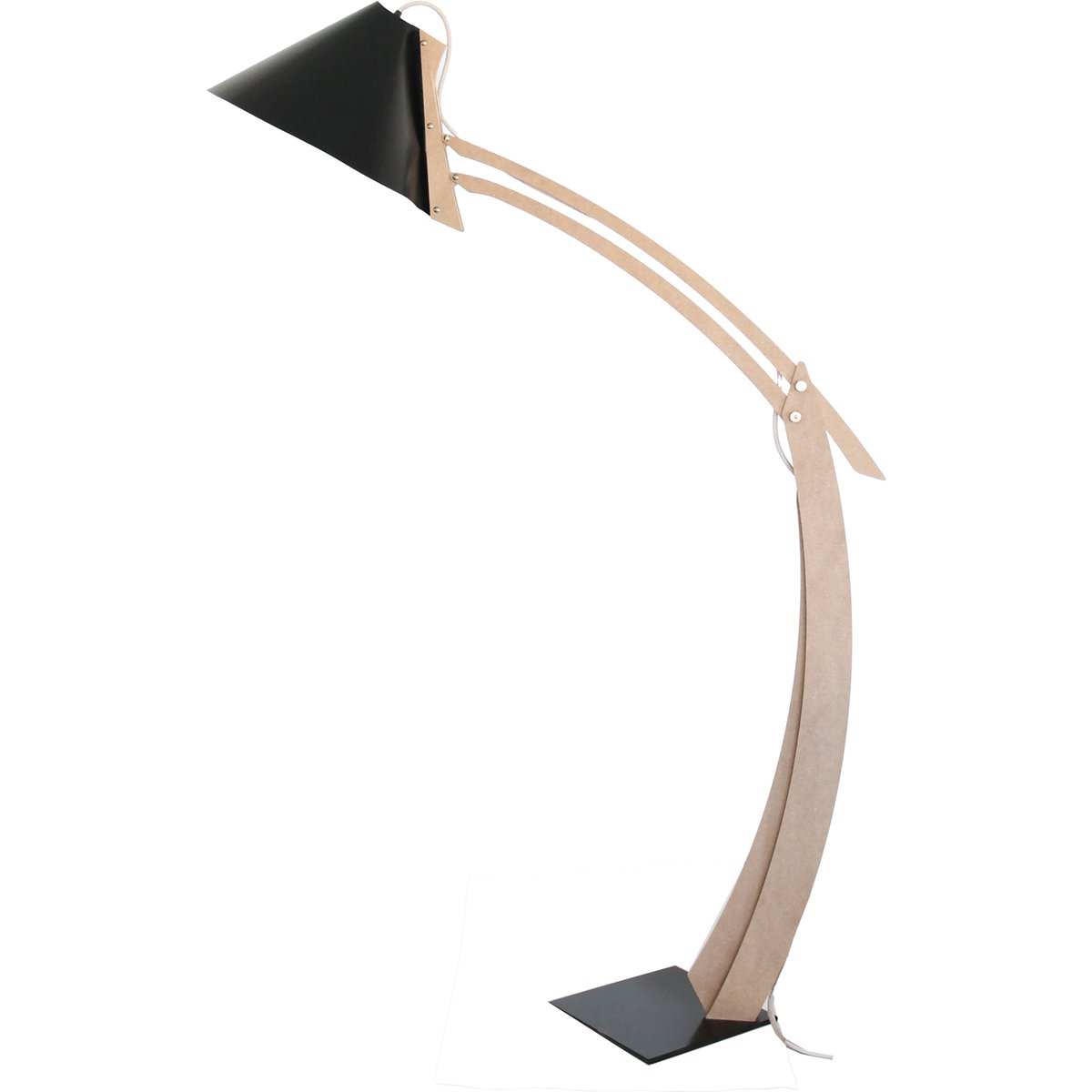 Lampadaire réglable cuir noir - SILENCE bois clair, CAMIF