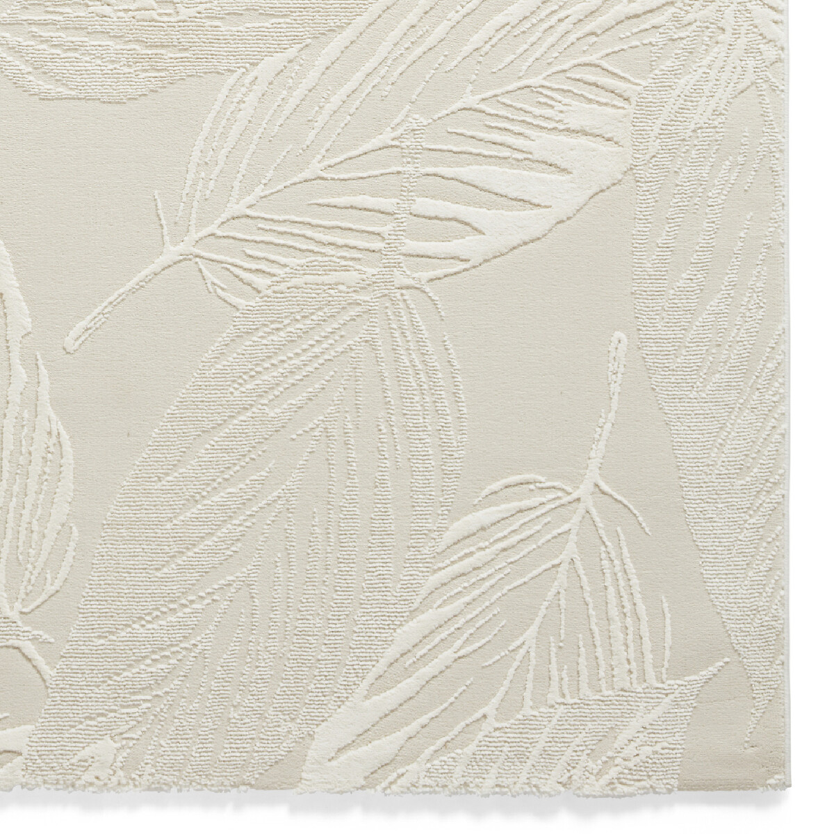 Textured Leaves Super Soft Washable Rug cream, SO'HOME