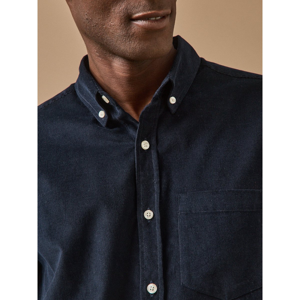 Chemise velours coupe contemporaine marine, CYRILLUS