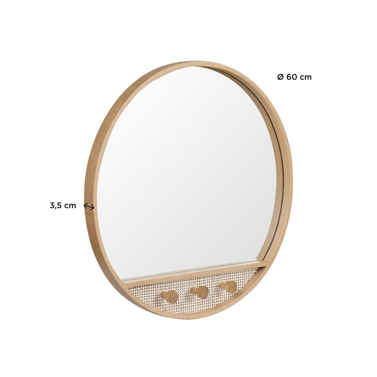 Miroir rond chêne 60x60cm NESTO chêne, MOB IN