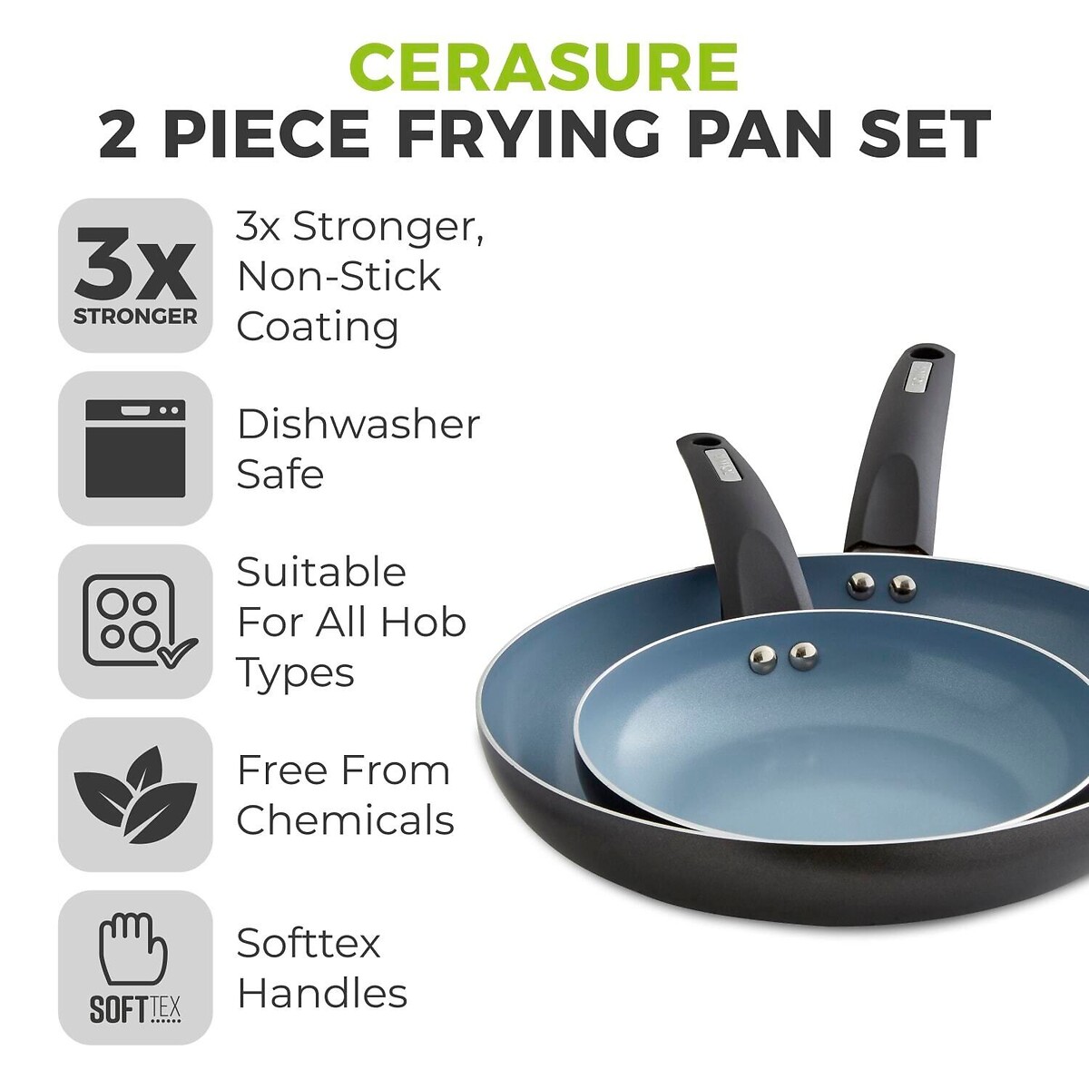 2-Piece Cerasure Frying Pan Set graphite, TOWER