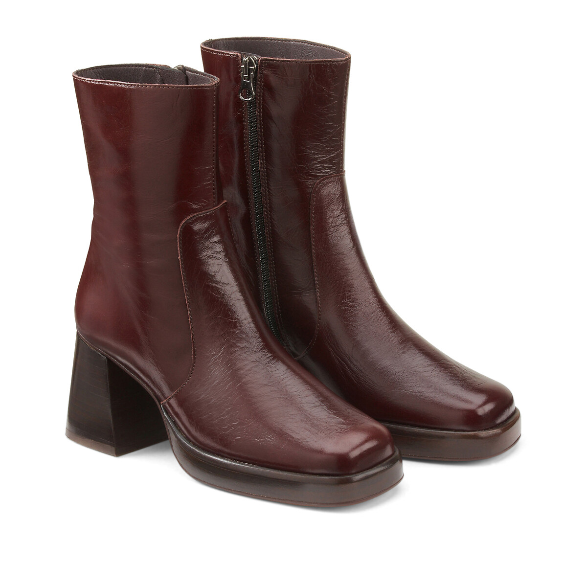 Bottines en cuir brillant Brigand chocolat, JONAK
