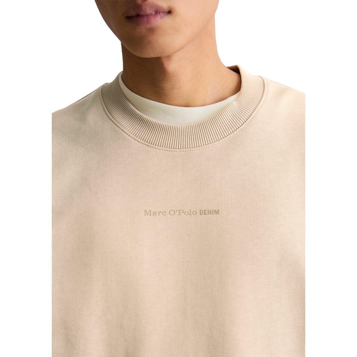 Sweat-shirt DfC régulier en sweat doux en coton bio beige, MARC O’POLO DENIM