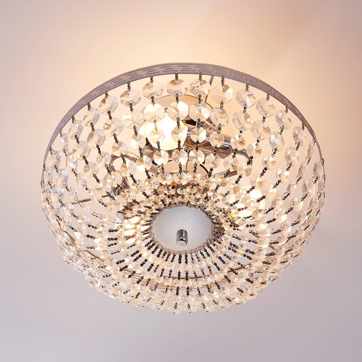 Plafonnier en cristal moderne, Mondrian clair, chrome, LINDBY