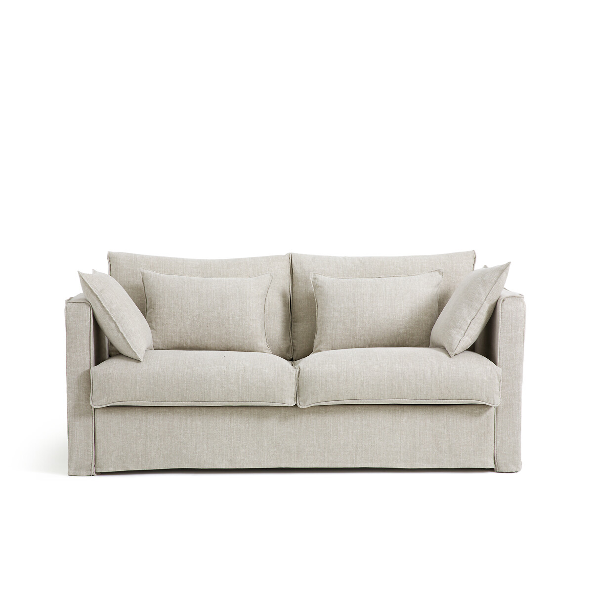 Canapé convertible 3 ou 4 places, en coton/lin, Camille beige, AM.PM
