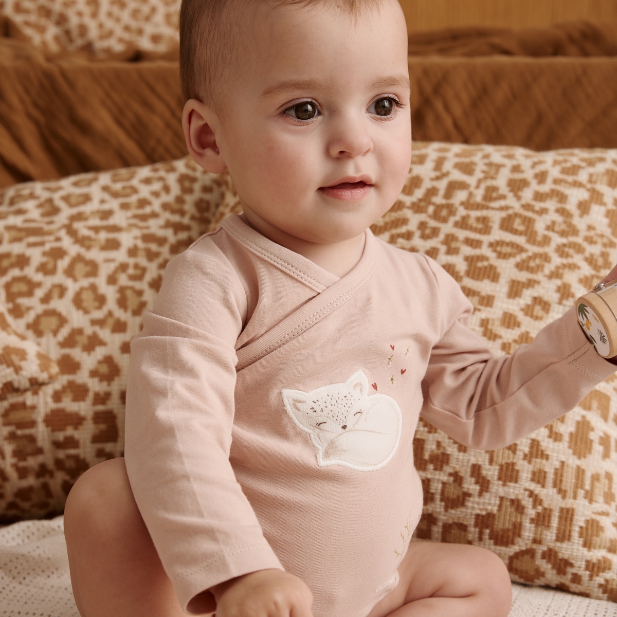 Lot de 2 bodies bébé manches longues ouverture croisée Doucette rose, PETIT BEGUIN