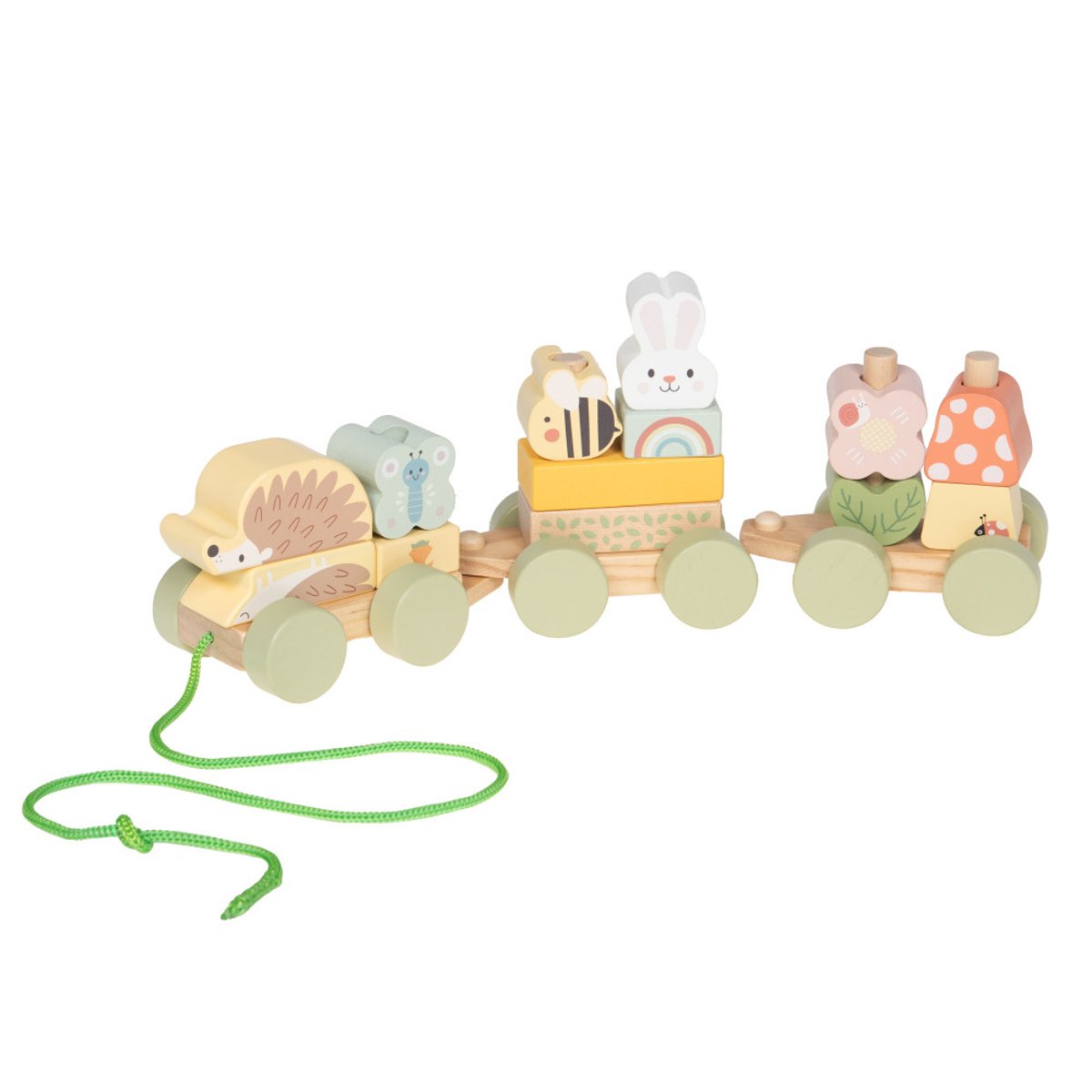 Jouet petit train à tirer Forêt   en bois FSC multicolore, AMADEUS LES PETITS
