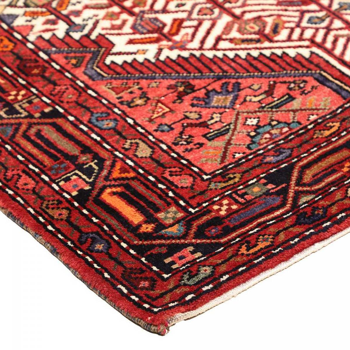 Tapis d'orient, 111 x 175 cm, rouge, bordeaux et crème, artisanal, HAMADAN 24 rouge, bordeaux, crème, UN AMOUR DE TAPIS
